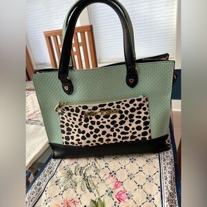 Betsey Johnson Teal with Black and White Animal Print Bag